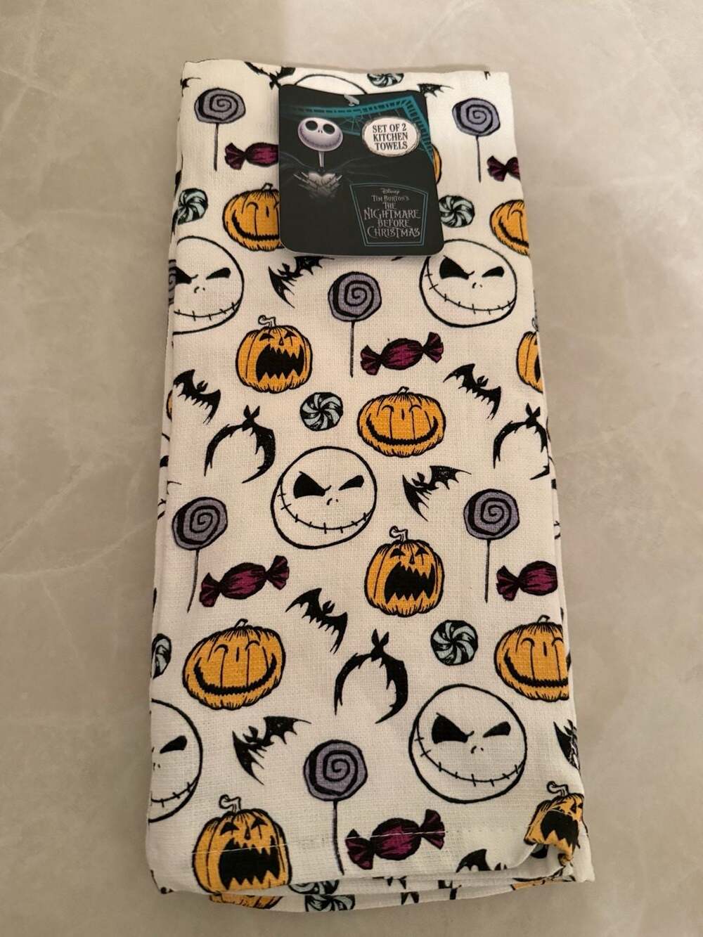 Disney Tim Burton's The Nightmare Before Christmas Set of 2 Kitchen Towels Jack